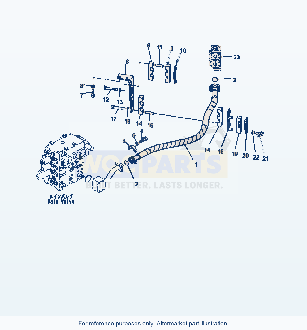Komatsu WA470-7 Hydraulic Piping Main Valve To Hydraulic Tank parts diagram