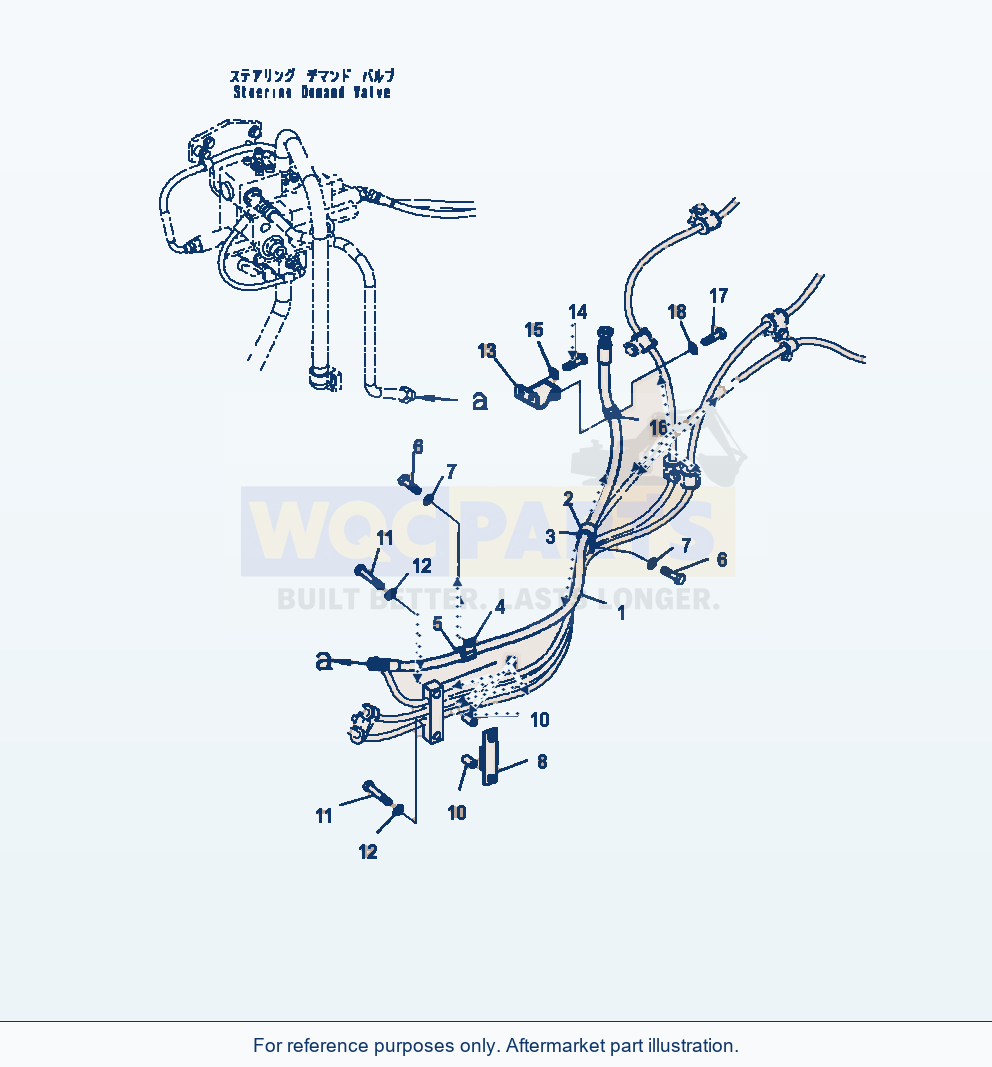 Komatsu WA470-7 Hydraulic Piping Steering Drain Piping parts diagram