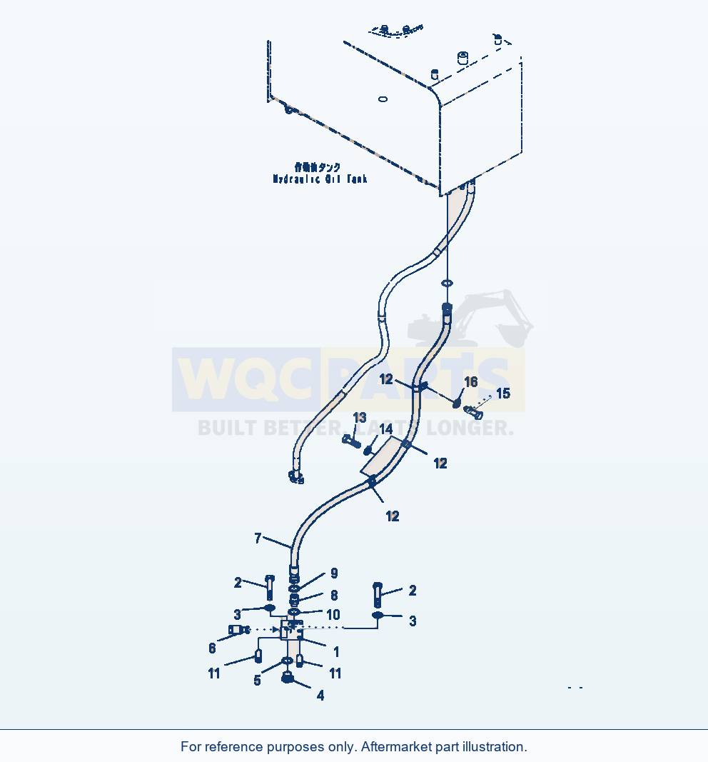 Komatsu WA470-7 Hydraulic Piping T Block Drain Piping parts diagram