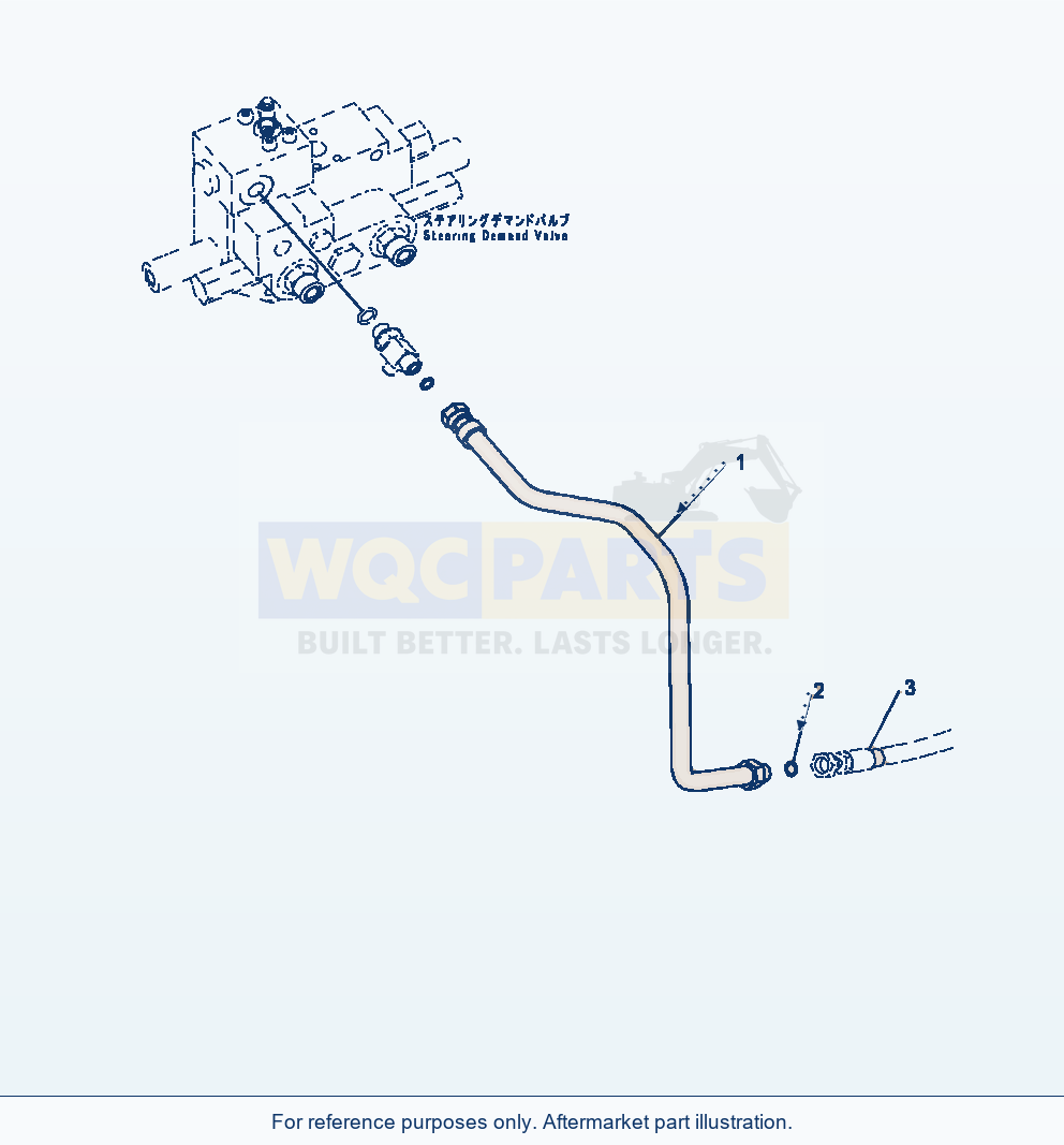 Komatsu WA470-7 Steering Demand Valve Steering Drain Piping parts diagram