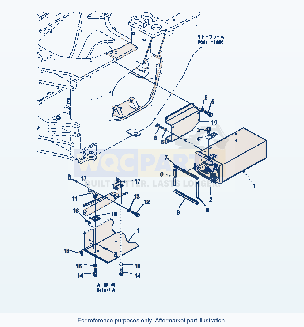 Komatsu WA470-7 Articulate Lock Bar And Frame Cover Tool Box parts diagram