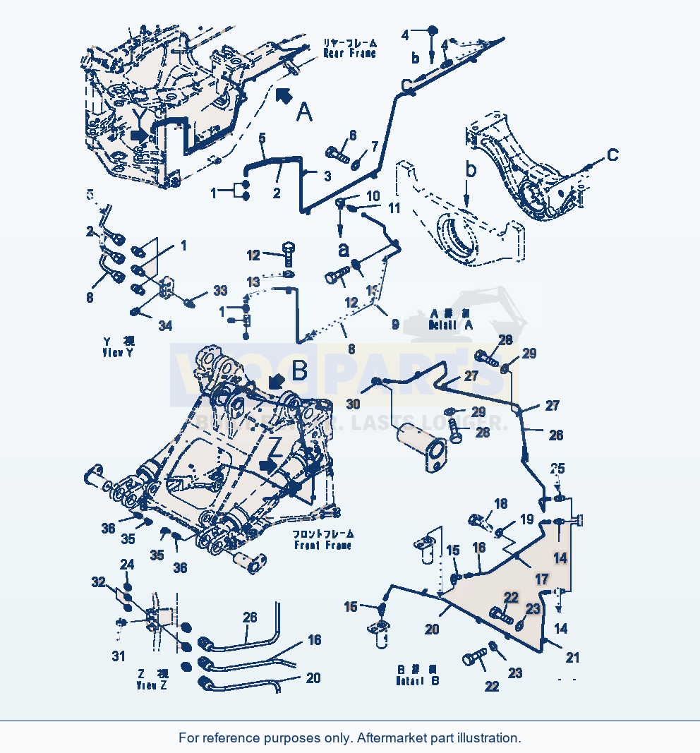 Komatsu WA470-7 Remote Greasing System parts diagram