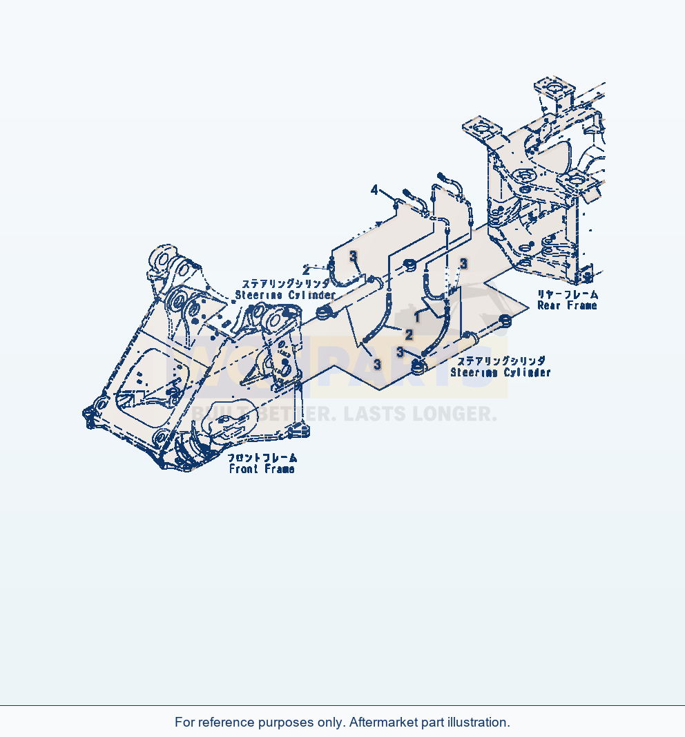 Komatsu WA470-7 Steering Cylinder Piping parts diagram