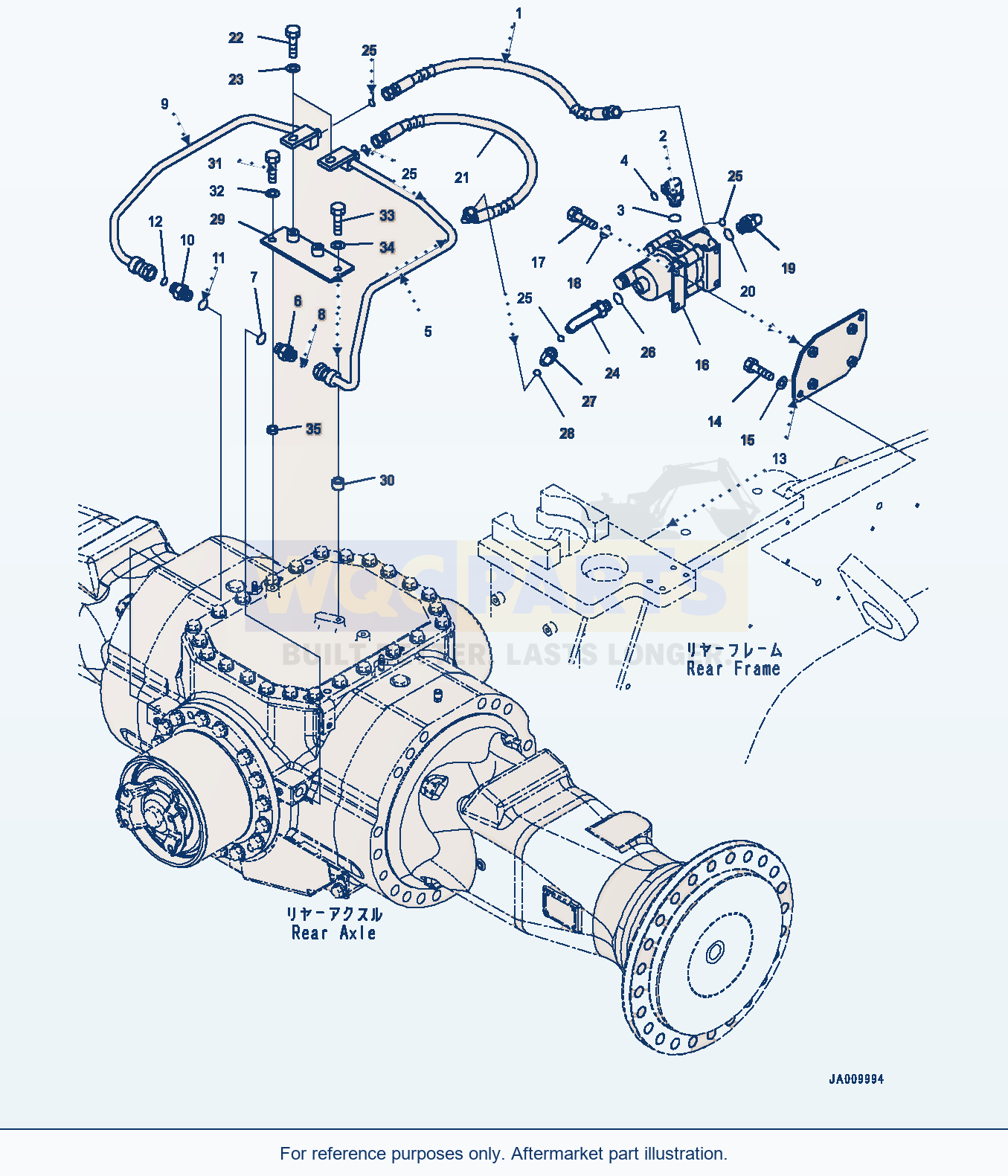Komatsu WA470-7 Brake Piping, Rear Slack Adjuster (#10001-) parts diagram