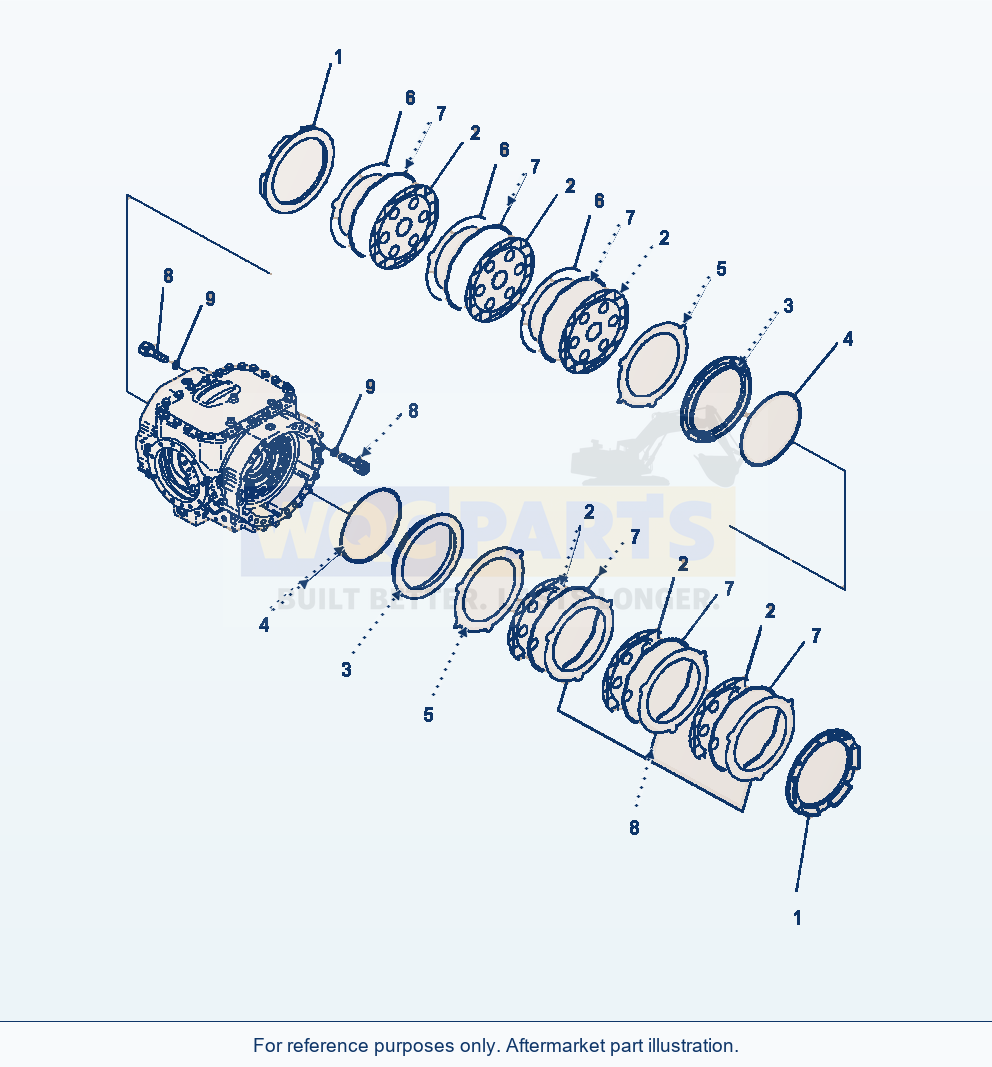 Komatsu WA470-7 Front Axle Brake parts diagram