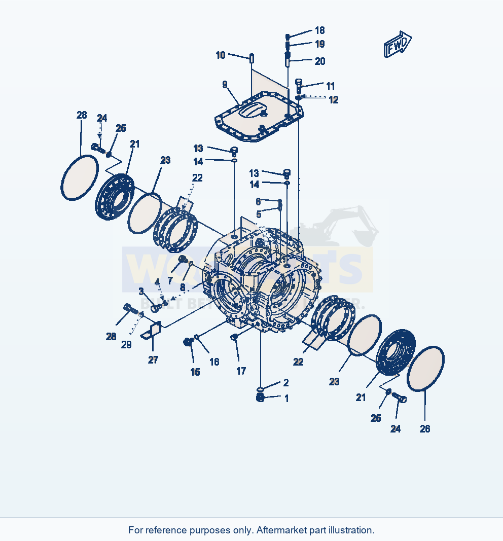 Komatsu WA470-7 Front Axle Differential, Cover And Carrier parts diagram