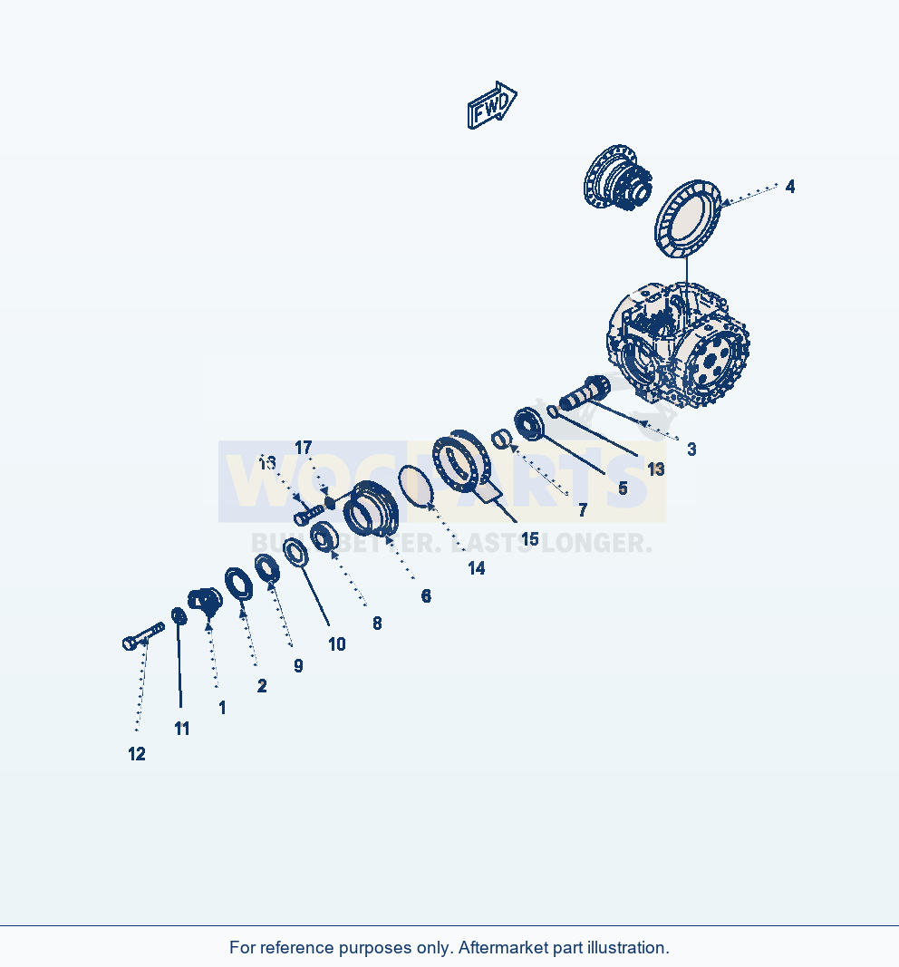 Komatsu WA470-7 Front Axle Differential, Pinion And Cage parts diagram