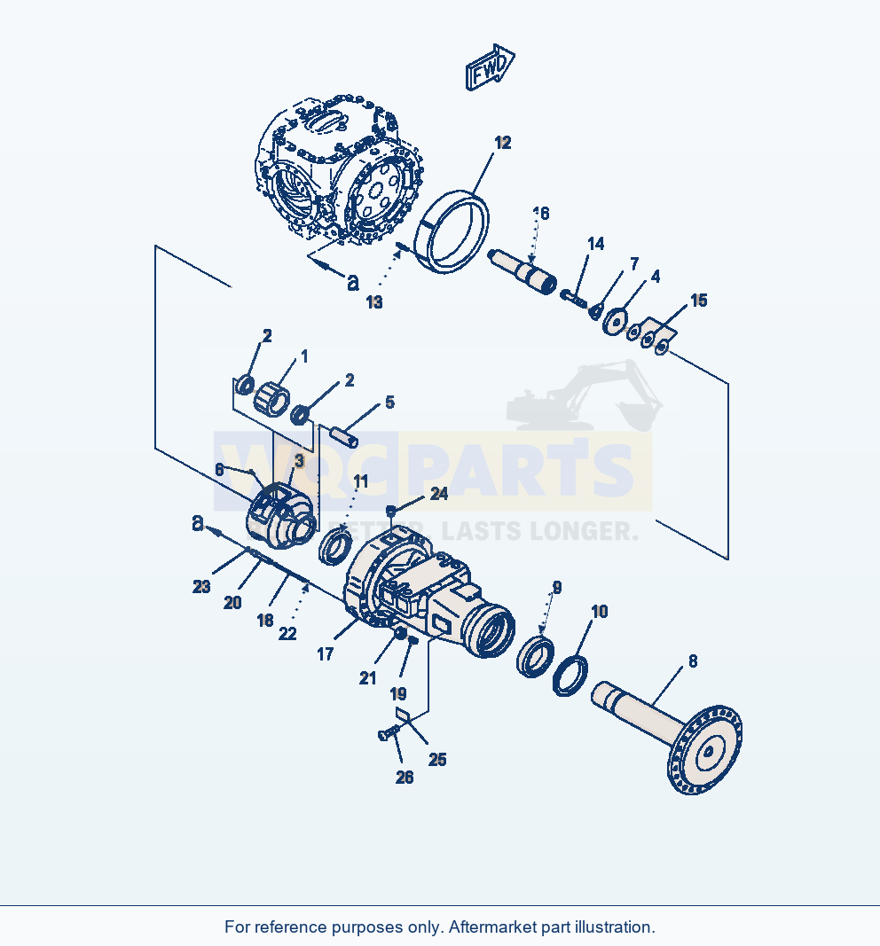 Komatsu WA470-7 Front Axle Final Drive R.H. parts diagram