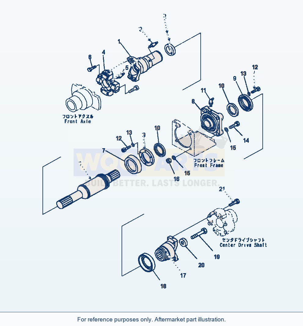 Komatsu WA470-7 Propeller Shaft Front parts diagram