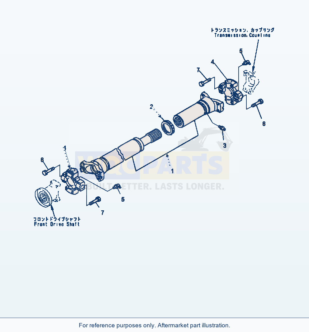 Komatsu WA470-7 Propeller Shaft Shaft And Bolt parts diagram