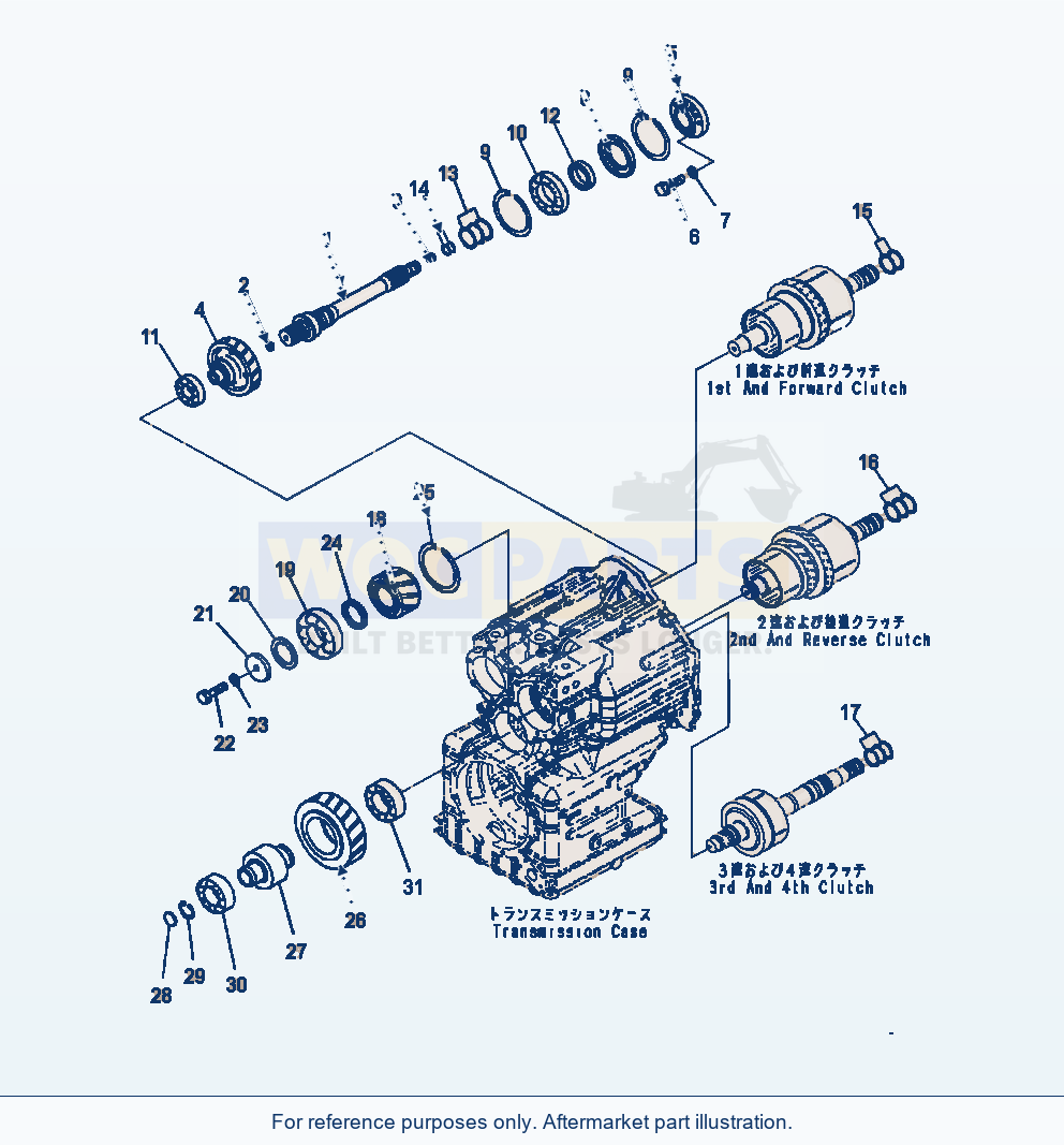 Komatsu WA470-7 Torque Converter And Transmission Input Shaft parts diagram