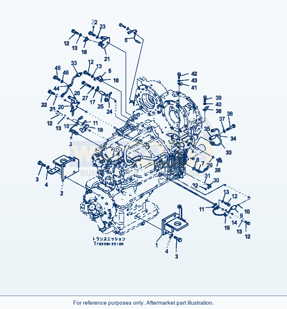 Komatsu WA470-7 Torque Converter And Transmission Mounting parts diagram