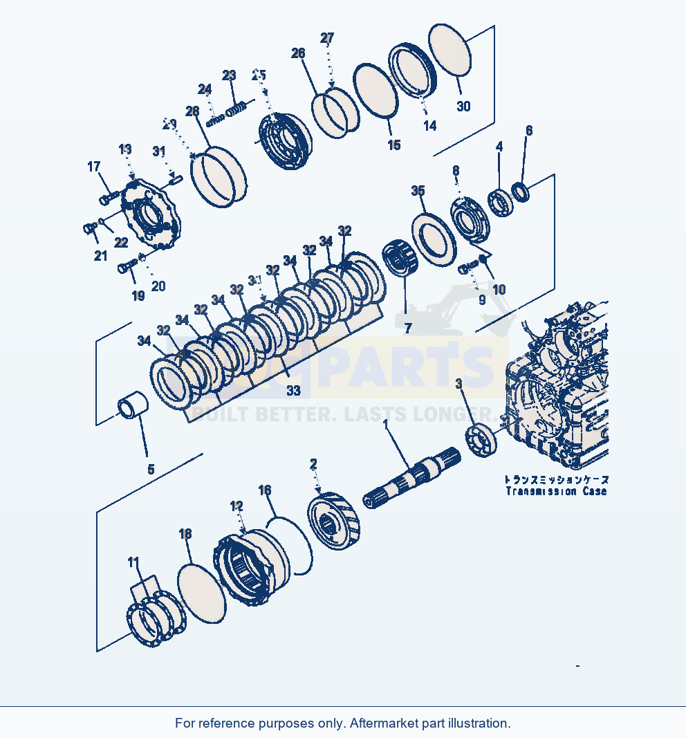 Komatsu WA470-7 Torque Converter And Transmission Output Shaft parts diagram