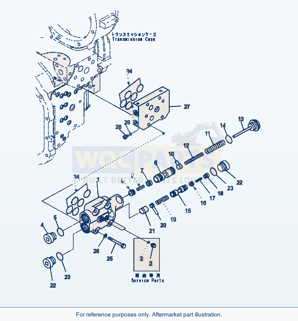 Komatsu WA470-7 Torque Converter And Transmission Relief Valve parts diagram