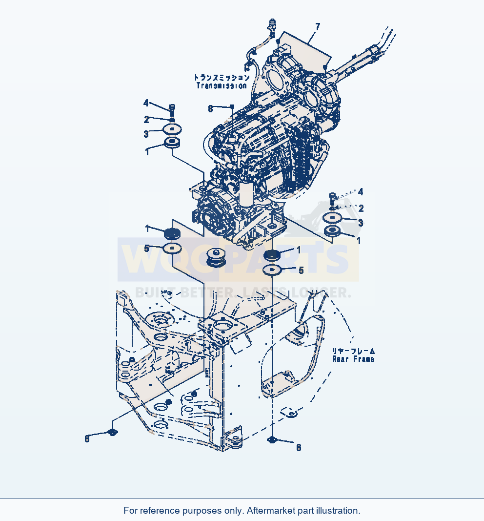 Komatsu WA470-7 Transmission Mounting parts diagram