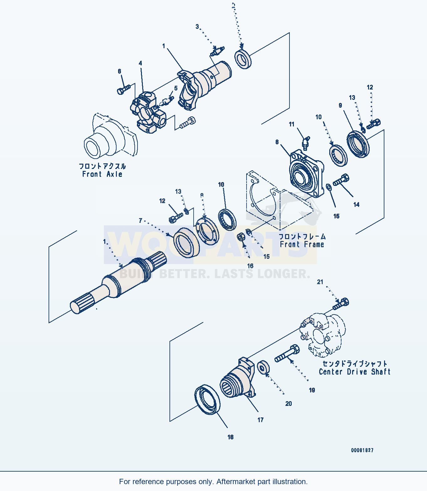 Komatsu WA470-7 Propeller Shaft, Front (#10001-10003) parts diagram