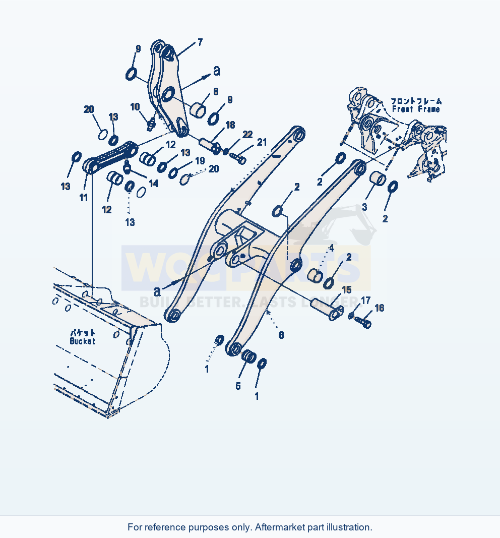 Komatsu WA470-7 Boom And Bell Crank Boom, Bell Crank And Link parts diagram