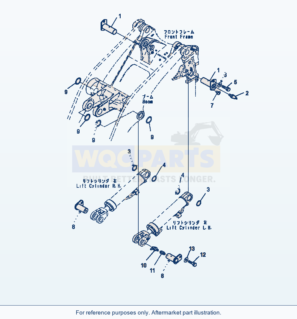 Komatsu WA470-7 Boom Cylinder Pin parts diagram