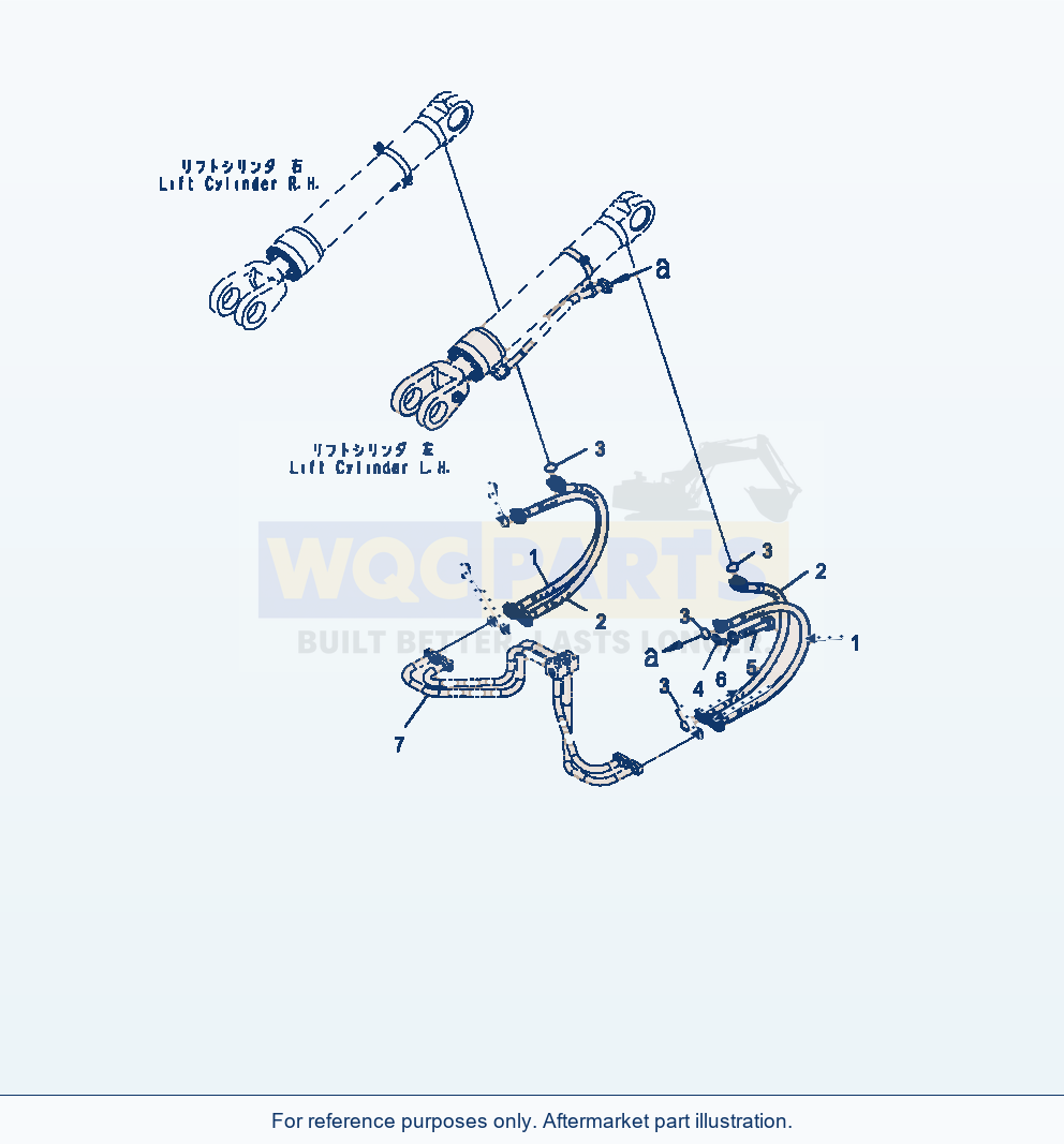 Komatsu WA470-7 Boom Cylinder Piping parts diagram