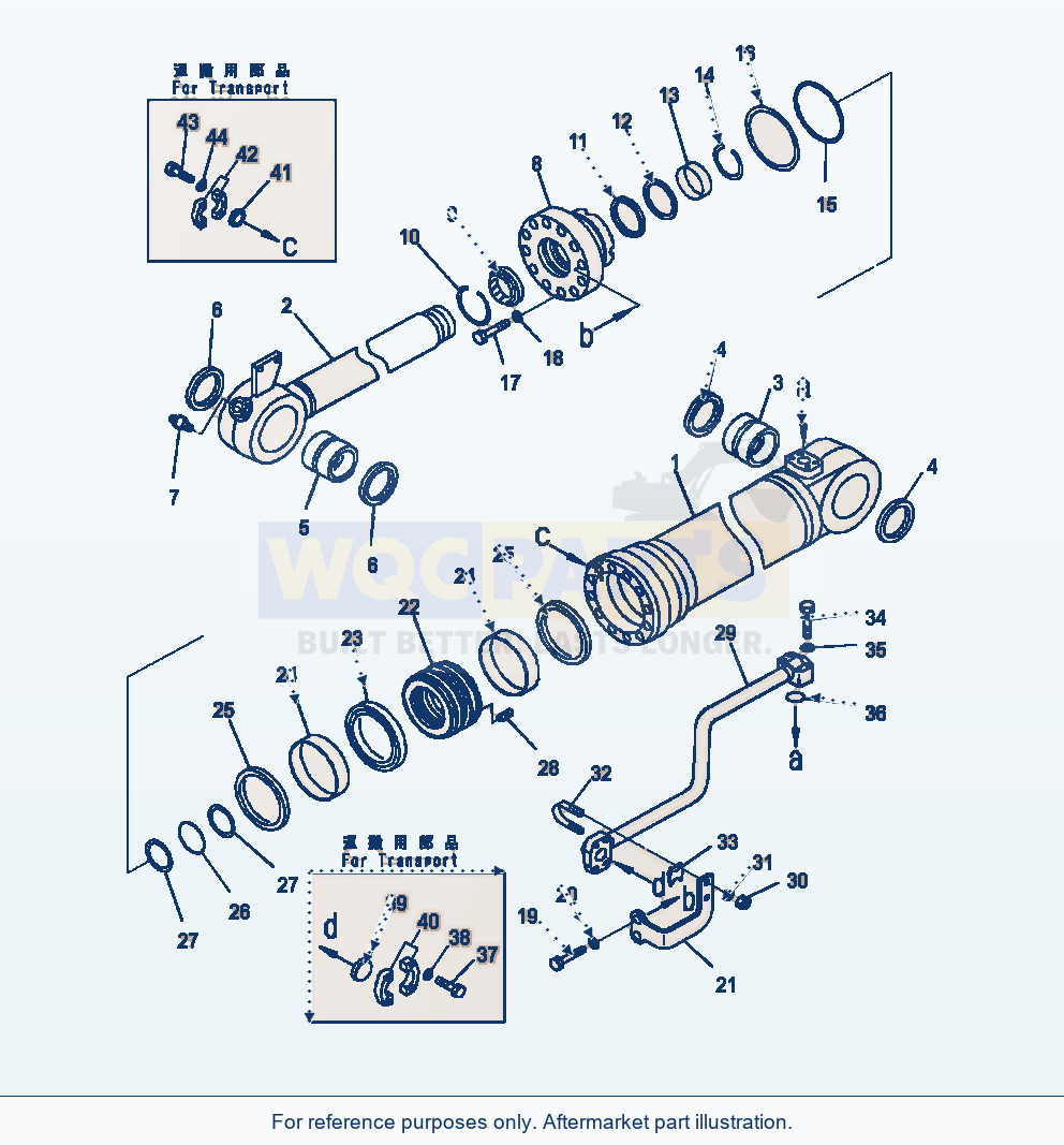 Komatsu WA470-7 Cylinder Assembly Bucket parts diagram