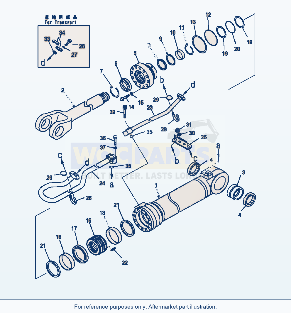 Komatsu WA470-7 Cylinder Assembly L.H. Boom parts diagram