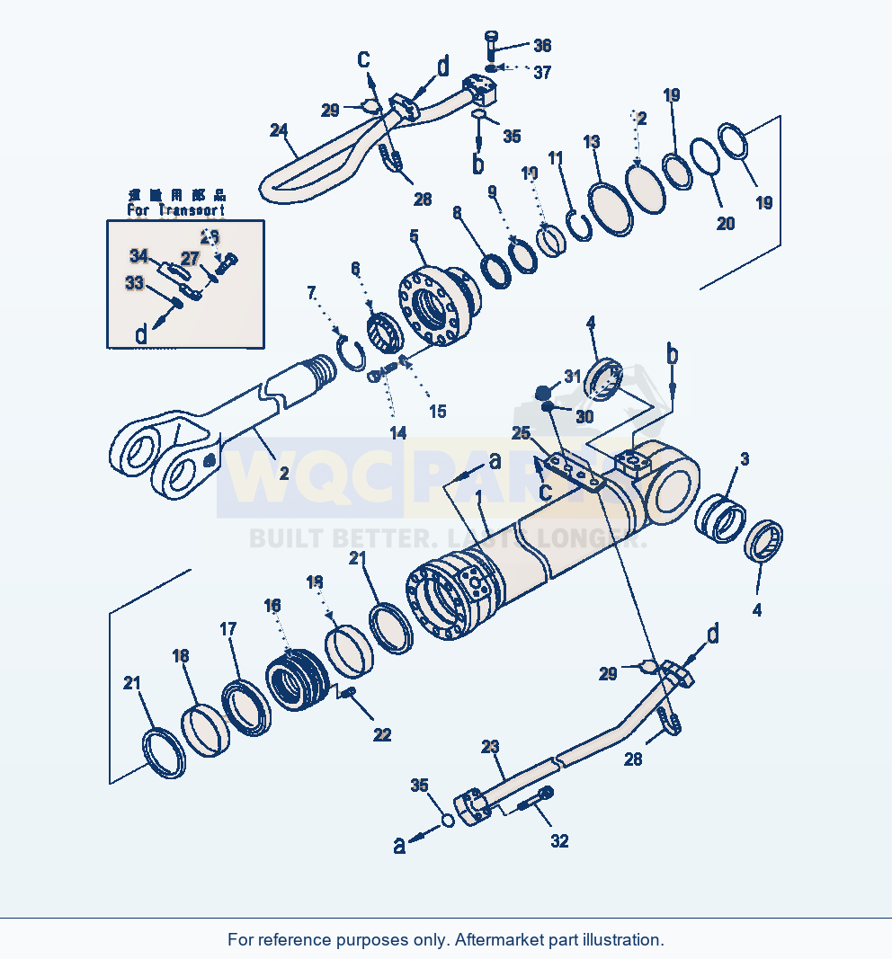 Komatsu WA470-7 Cylinder Assembly R.H. Boom parts diagram