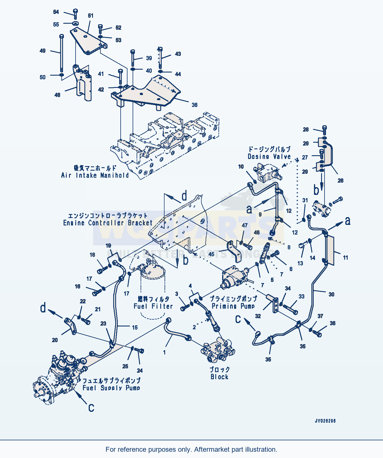 Komatsu WA470-8 Fuel Filter, Priming Pump Piping (#860103-) parts diagram