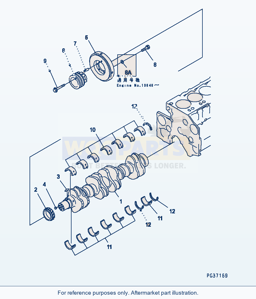Komatsu WA500-1 Crankshaft Serial 10001-UP (OVERSEAS VERSION) parts diagram