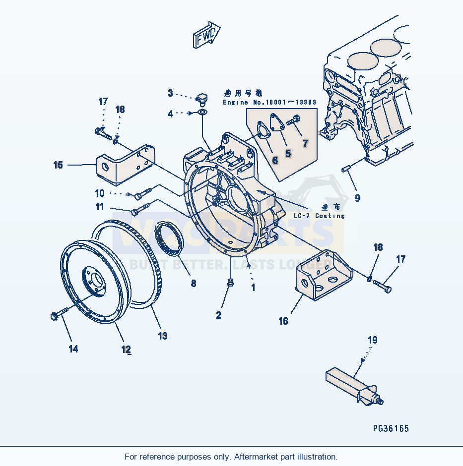 Komatsu WA500-1 Flywheel And Flywheel Housing(#11977-) parts diagram