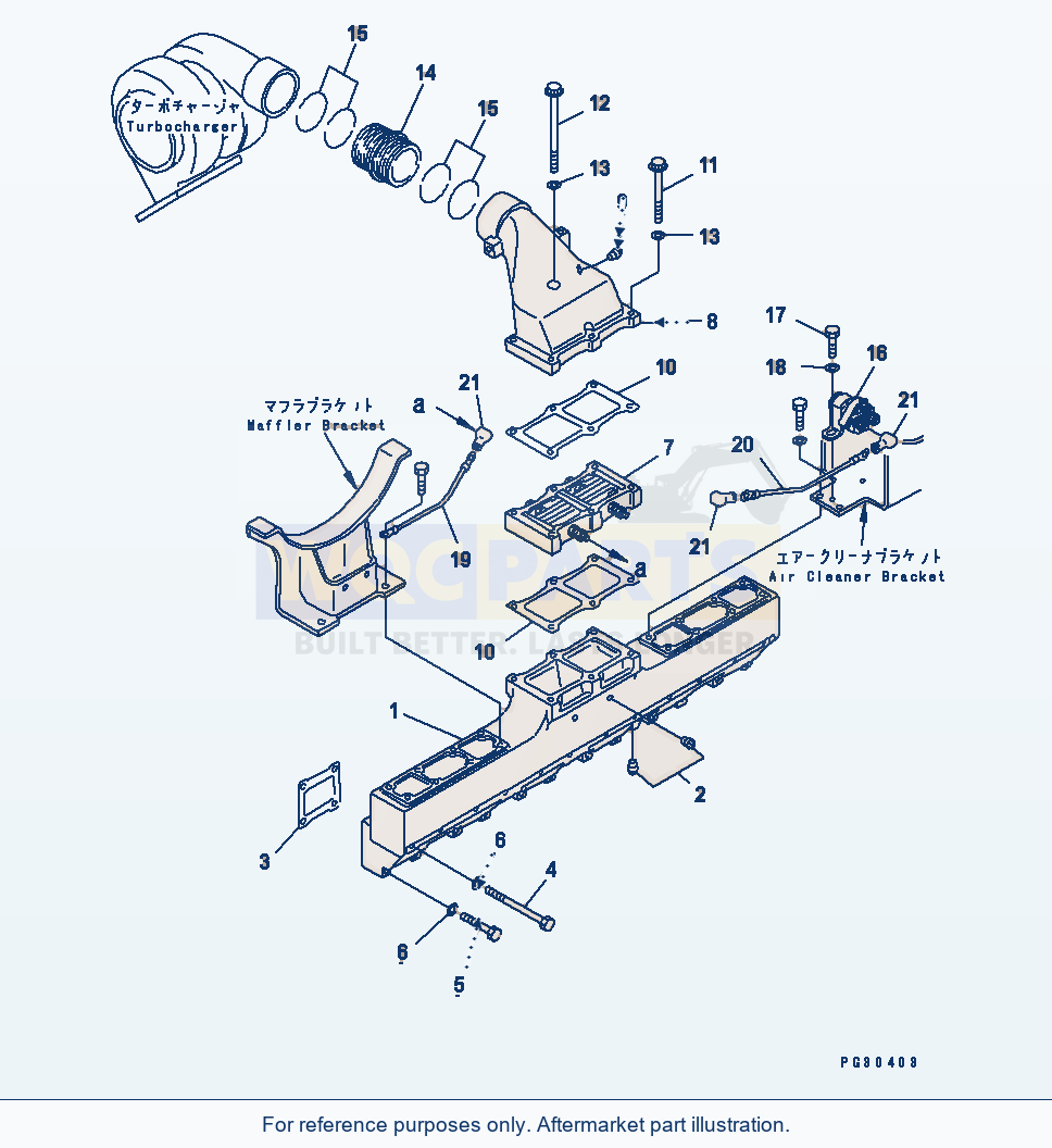 Komatsu WA500-1 Air Intake Manifold And Connection parts diagram