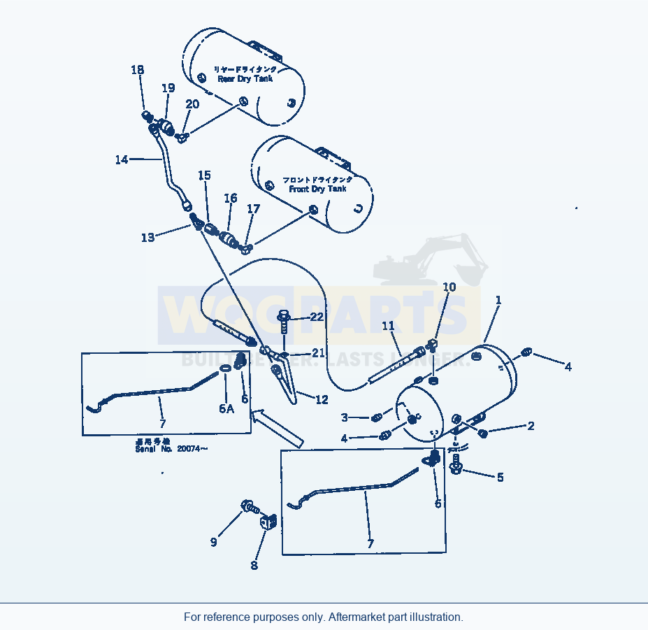 Komatsu WA500-1 Air Piping (Wet Tank To Dry Tank)(#20001-) parts diagram
