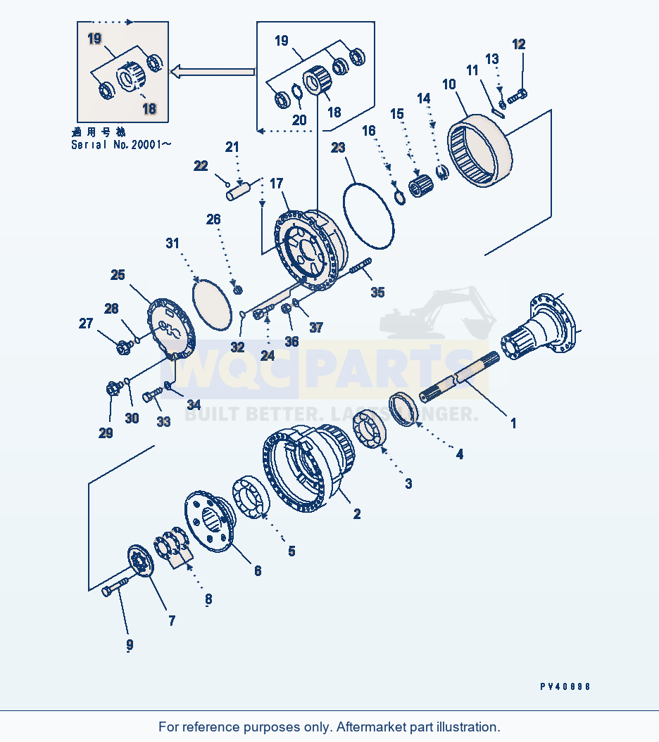 Komatsu WA500-1 Front Final Drive Serial 10001-UP parts diagram