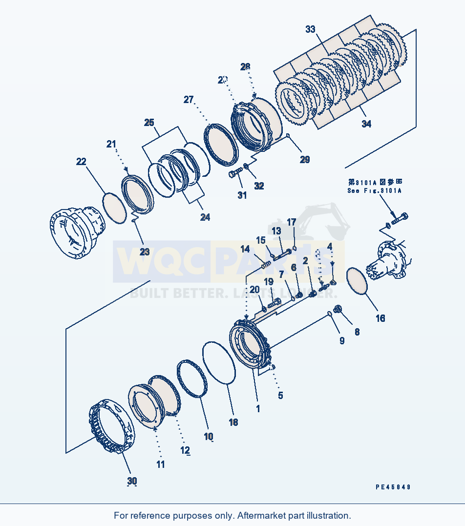 Komatsu WA500-1 Front Wheel Brake(#20001-) Serial 10001-UP parts diagram
