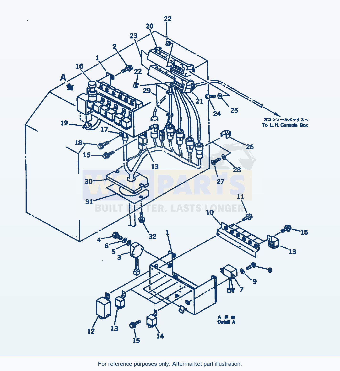Komatsu WA500-1 Console Box, R.H. (Heavy Duty Spec.)(#20001-) parts diagram