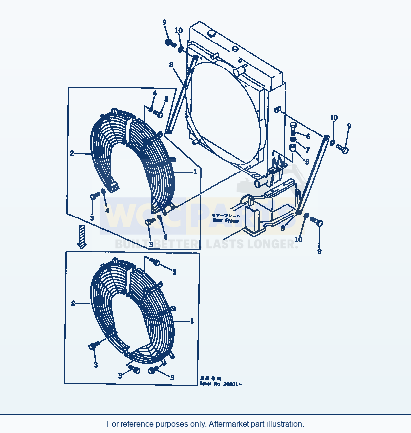 Komatsu WA500-1 Radiator Cover Serial 10001-UP parts diagram