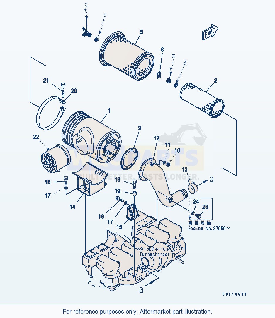 Komatsu WA500-1 Air Cleaner Mounting (Tunnrl Spec.)(#20326-) parts diagram