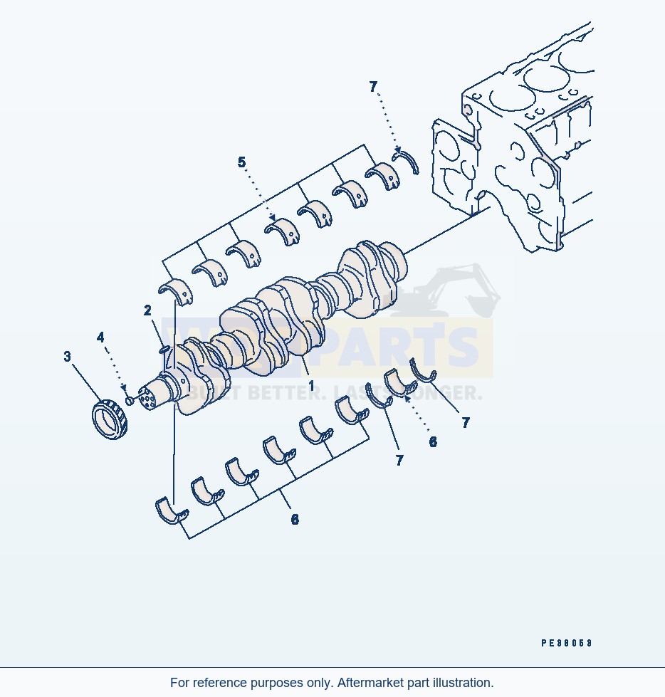 Komatsu WA500-1 Crankshaft(#12585-) parts diagram