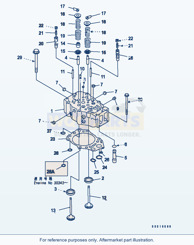 Komatsu WA500-1 Cylinder Head(#19731-) parts diagram