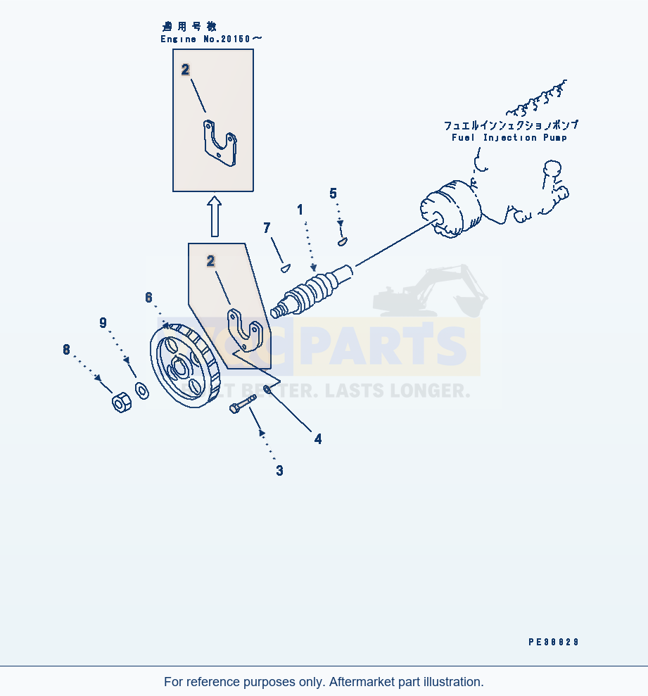 Komatsu WA500-1 Fuel Injection Pump Drive(#12585-) parts diagram