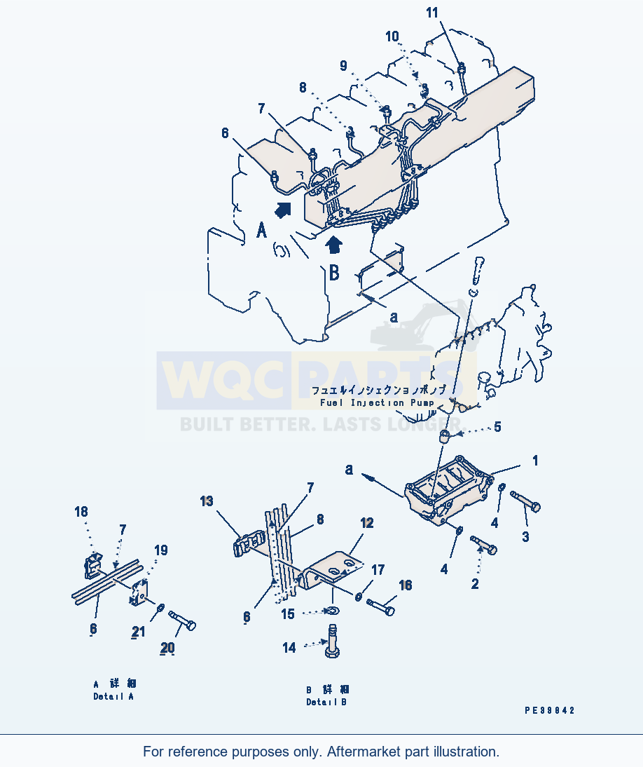 Komatsu WA500-1 Fuel Injection Pump Piping(#12585-) parts diagram