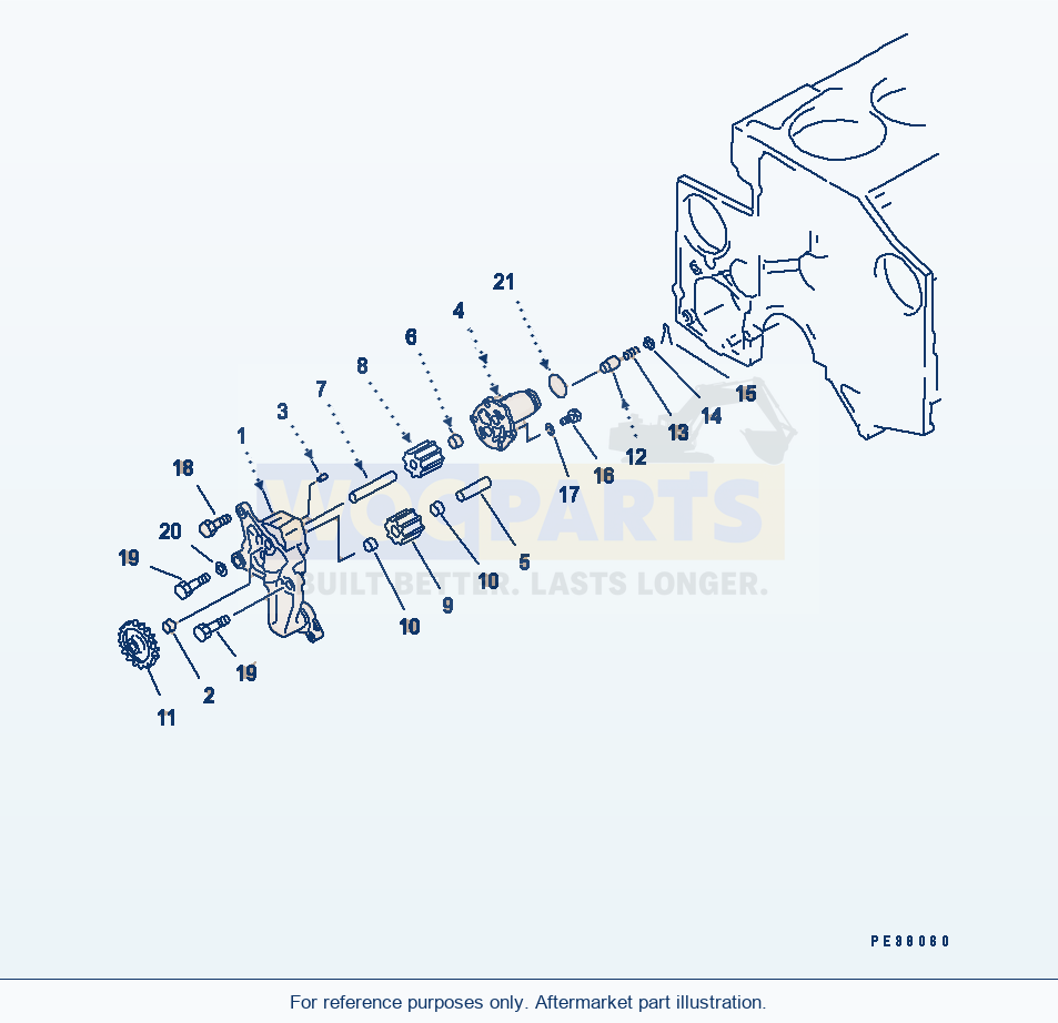 Komatsu WA500-1 Oil Pump(#12585-35114) parts diagram