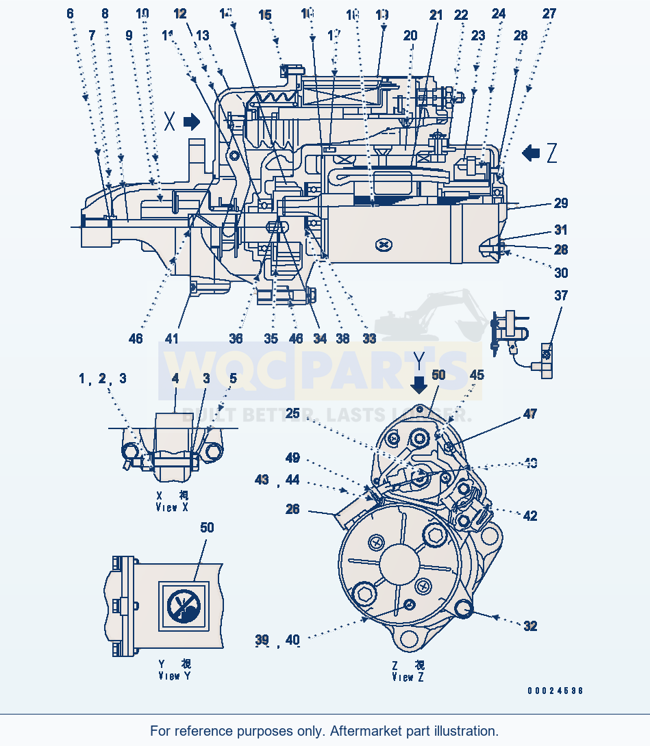 Komatsu WA500-1 Starting Motor (11Kw) (Inner Parts)(#28430-) parts diagram