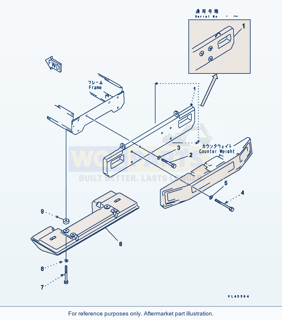 Komatsu WA500-1 Additional Counter Weight Serial 10001-UP parts diagram