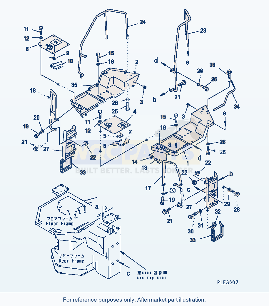 Komatsu WA500-1 Side Floor And Ladder (Without Cab)(#21101-) parts diagram