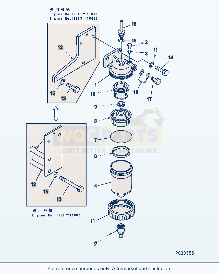Komatsu WA500-1 Water Separator And Mounting(#10001-16405) parts diagram