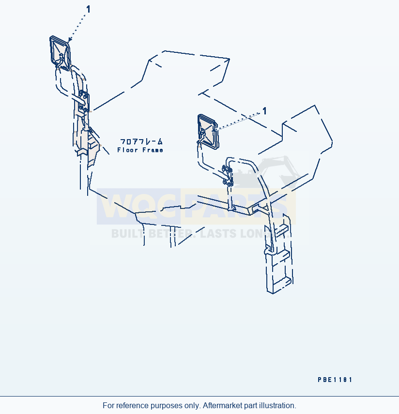 Komatsu WA500-1 Rear View Mirror (Without Cab) parts diagram