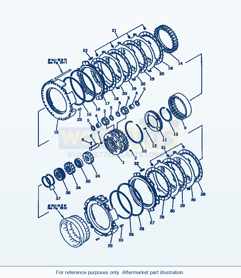 Komatsu WA500-1 Forward And 4Th Clutch Serial 10001-UP parts diagram
