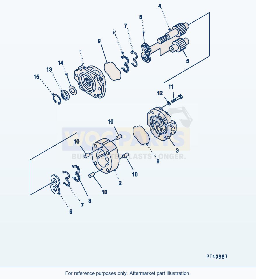 Komatsu WA500-1 Hydraulic Pump (Transmission) Serial 10001-UP parts diagram