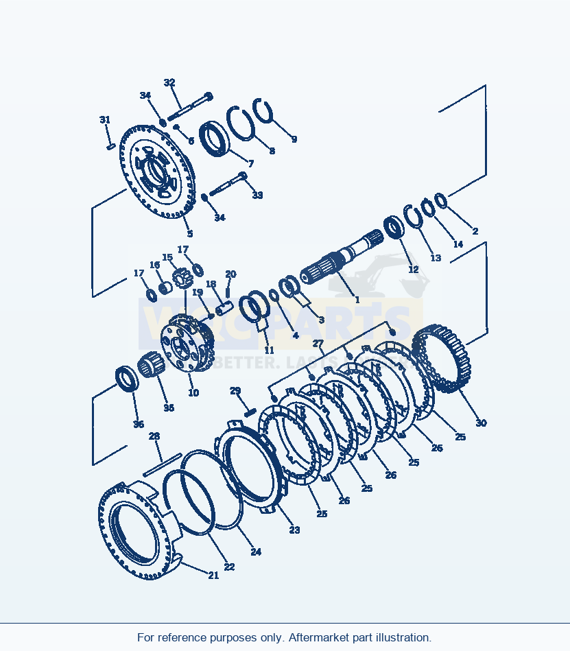 Komatsu WA500-1 Reverse Clutch Serial 10001-UP parts diagram