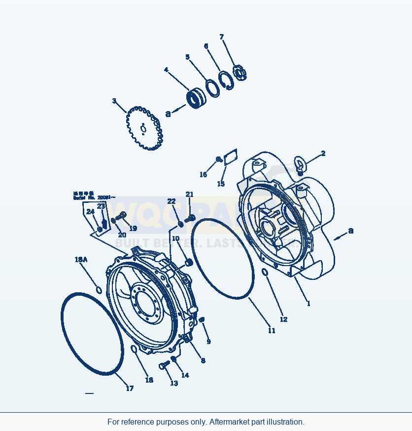 Komatsu WA500-1 Torque Converter Case Serial 10001-UP parts diagram